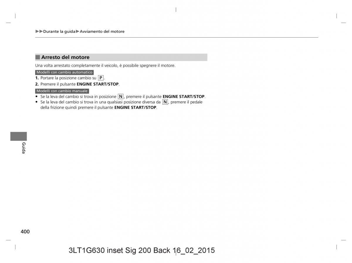 Honda CR V IV 4 manuale del proprietario / page 400