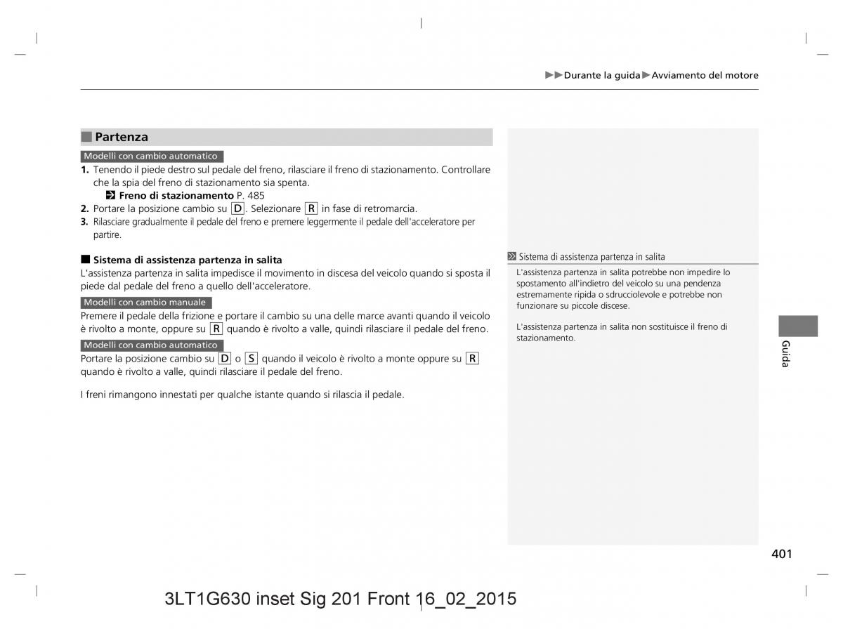 Honda CR V IV 4 manuale del proprietario / page 401