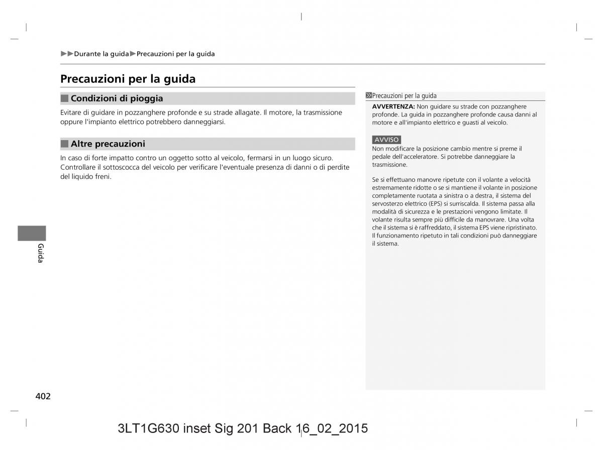 Honda CR V IV 4 manuale del proprietario / page 402