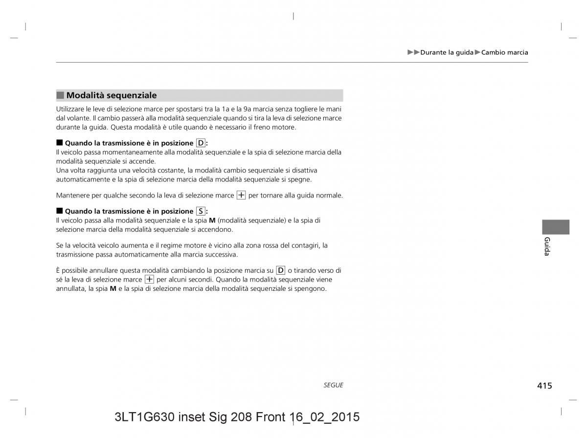 Honda CR V IV 4 manuale del proprietario / page 415