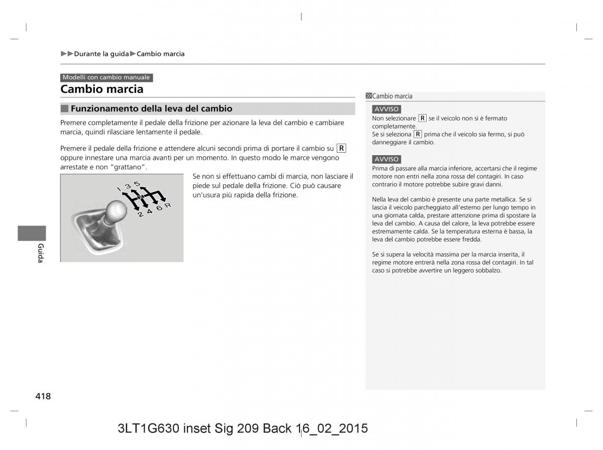 Honda CR V IV 4 manuale del proprietario / page 418