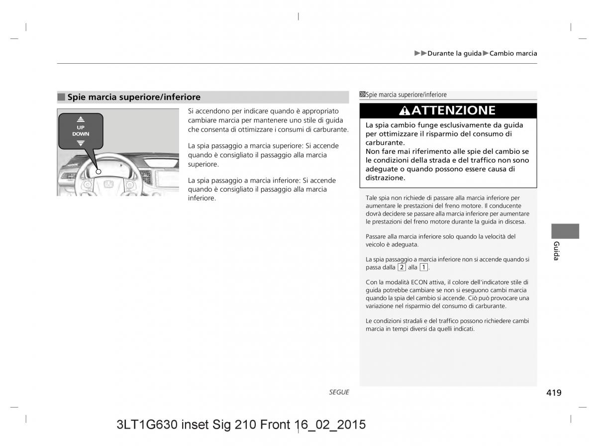 Honda CR V IV 4 manuale del proprietario / page 419