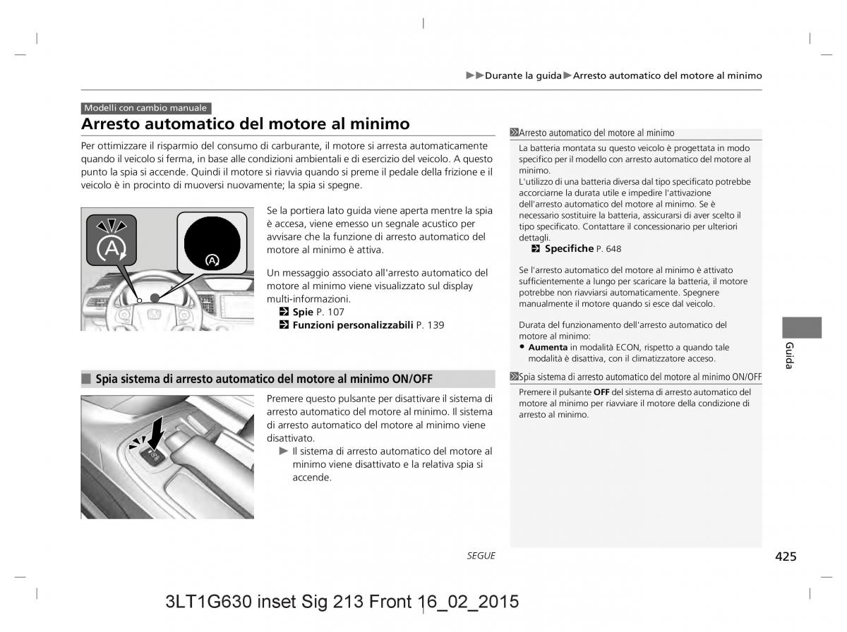 Honda CR V IV 4 manuale del proprietario / page 425