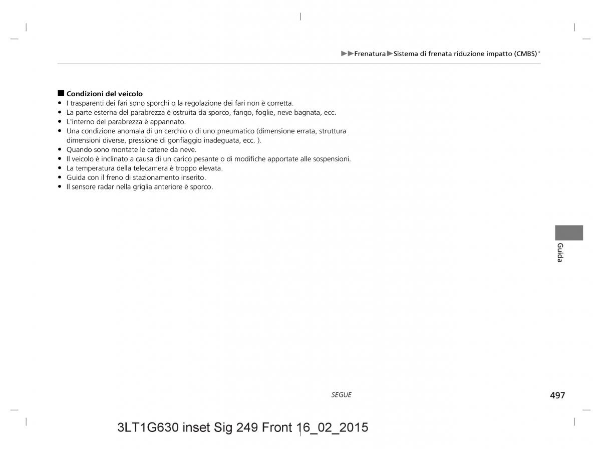 Honda CR V IV 4 manuale del proprietario / page 497