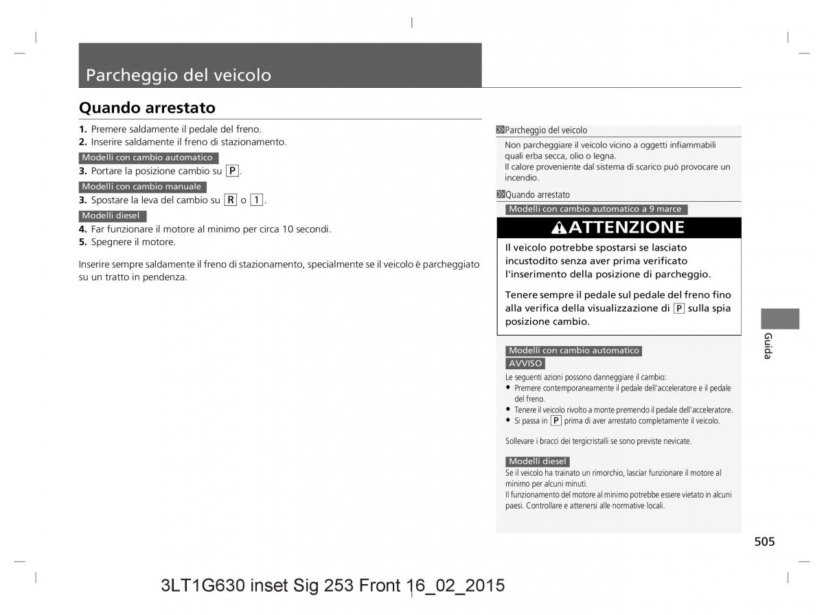 Honda CR V IV 4 manuale del proprietario / page 505