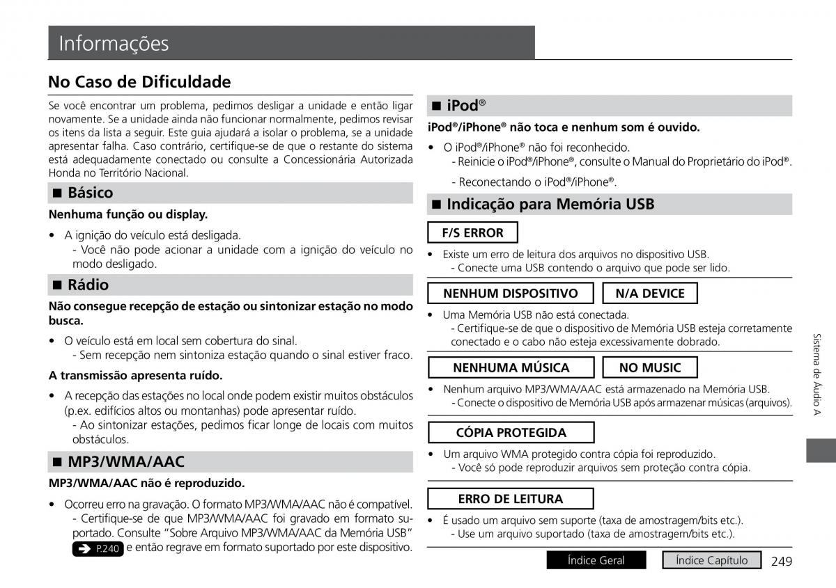 Honda City VI 6 manual del propietario / page 257