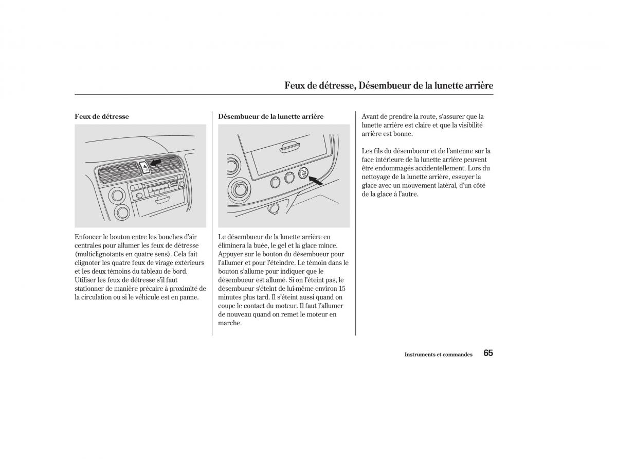 Honda Civic VII 7 manuel du proprietaire / page 64