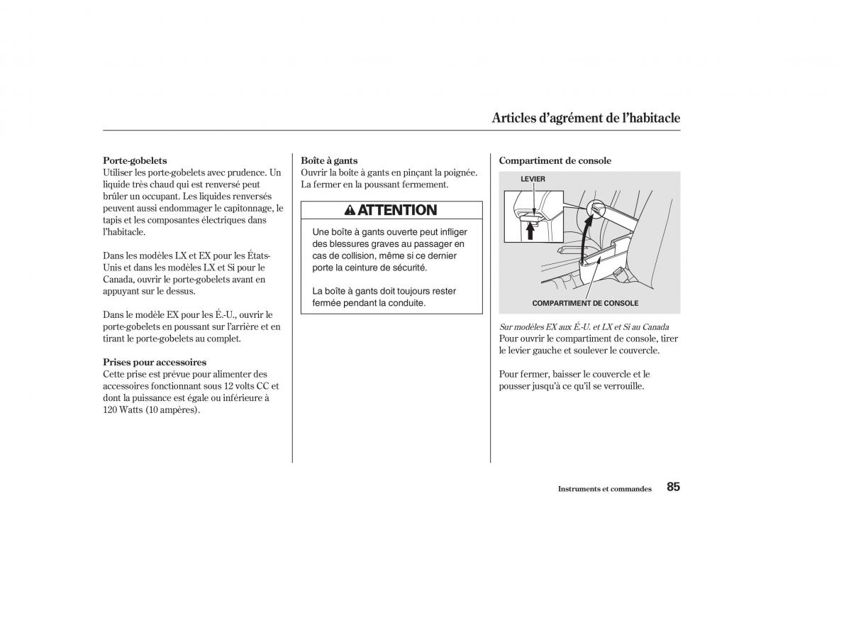 Honda Civic VII 7 manuel du proprietaire / page 84