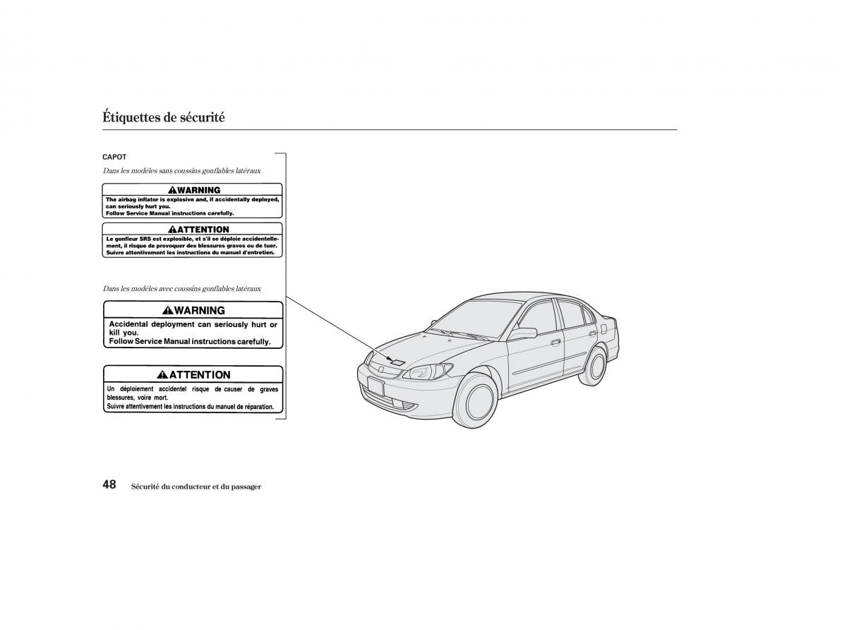 Honda Civic VII 7 manuel du proprietaire / page 47