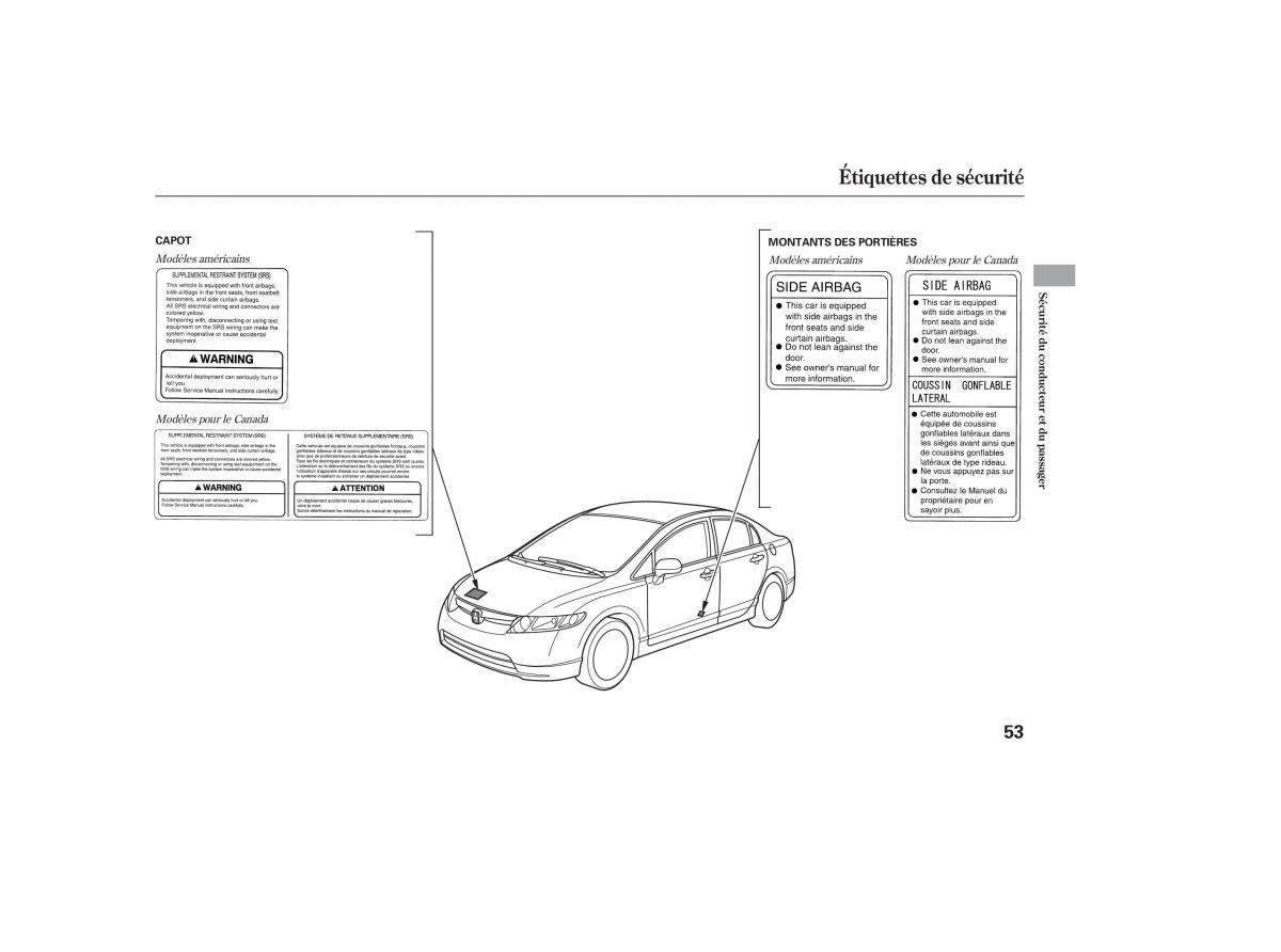 Honda Civic VIII 8 manuel du proprietaire / page 70