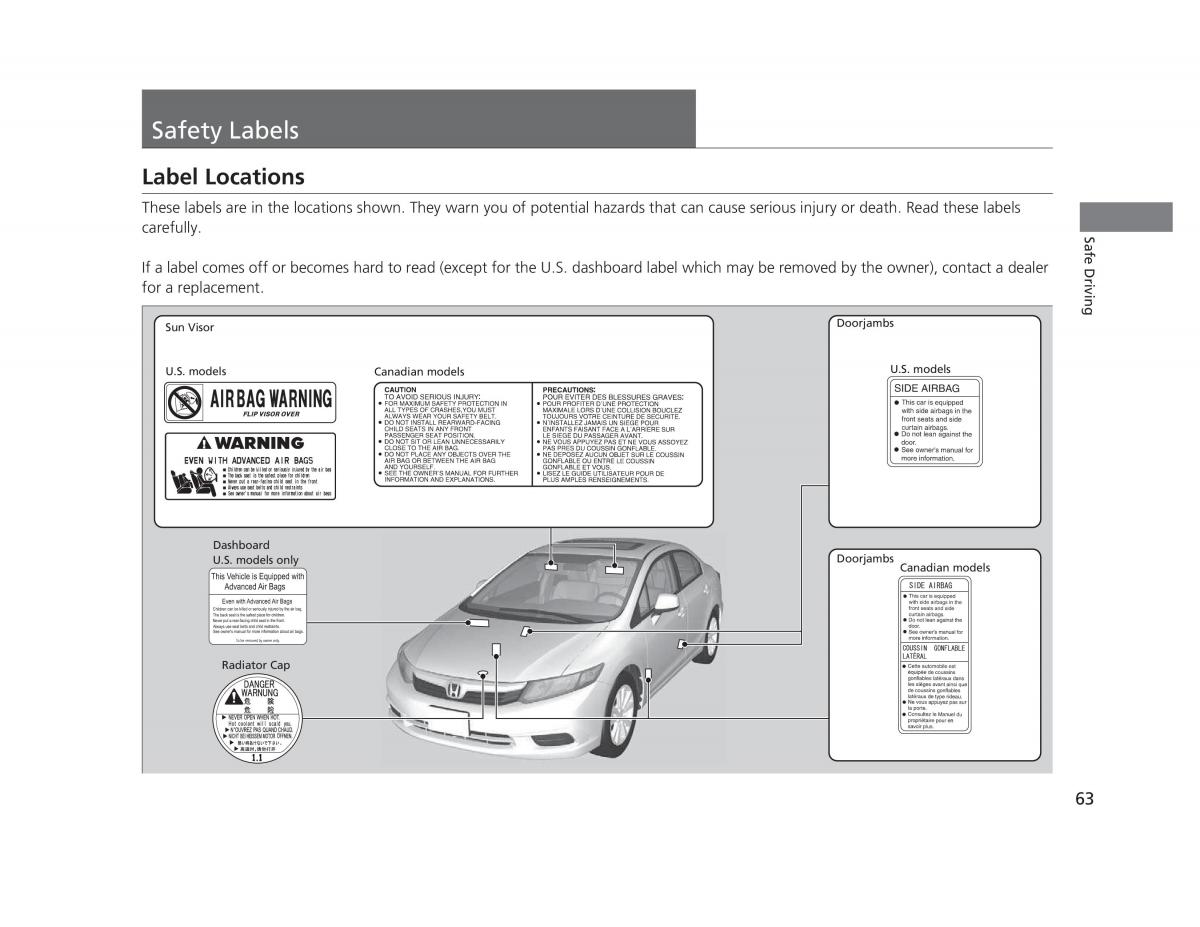 Honda Civic IX 9 owners manual / page 64