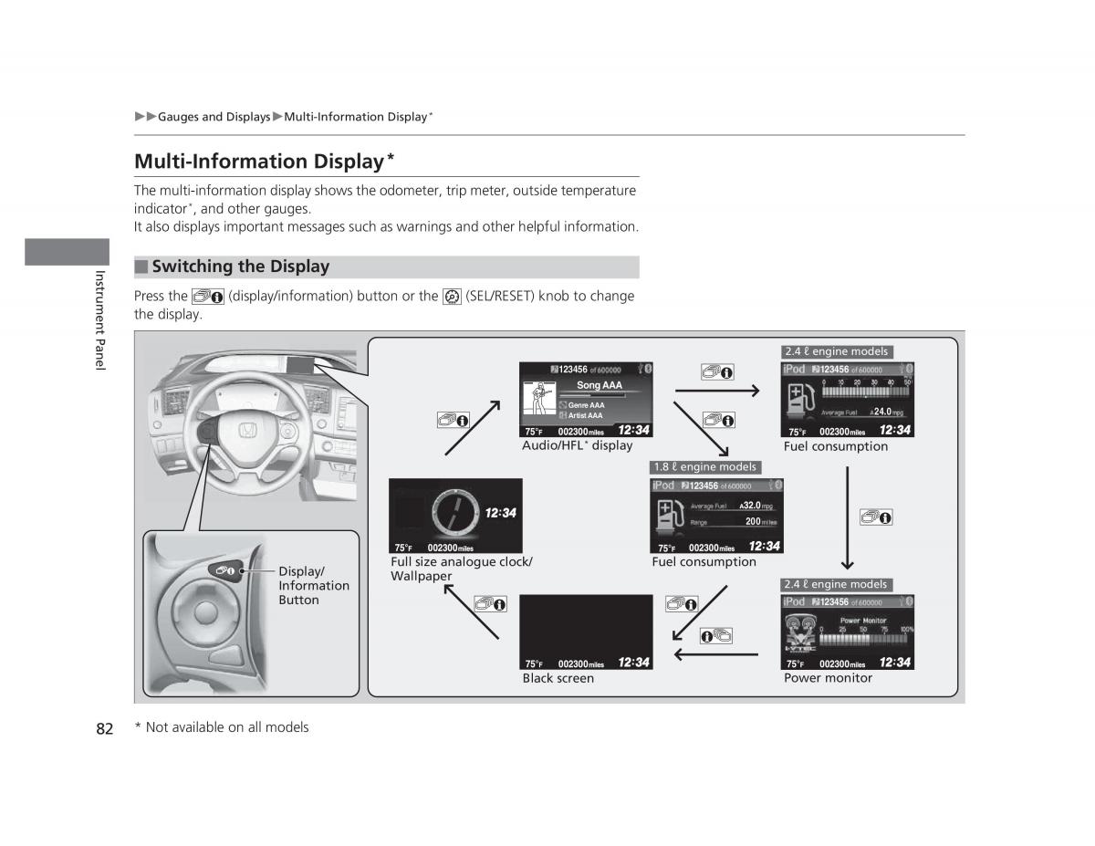 Honda Civic IX 9 owners manual / page 83