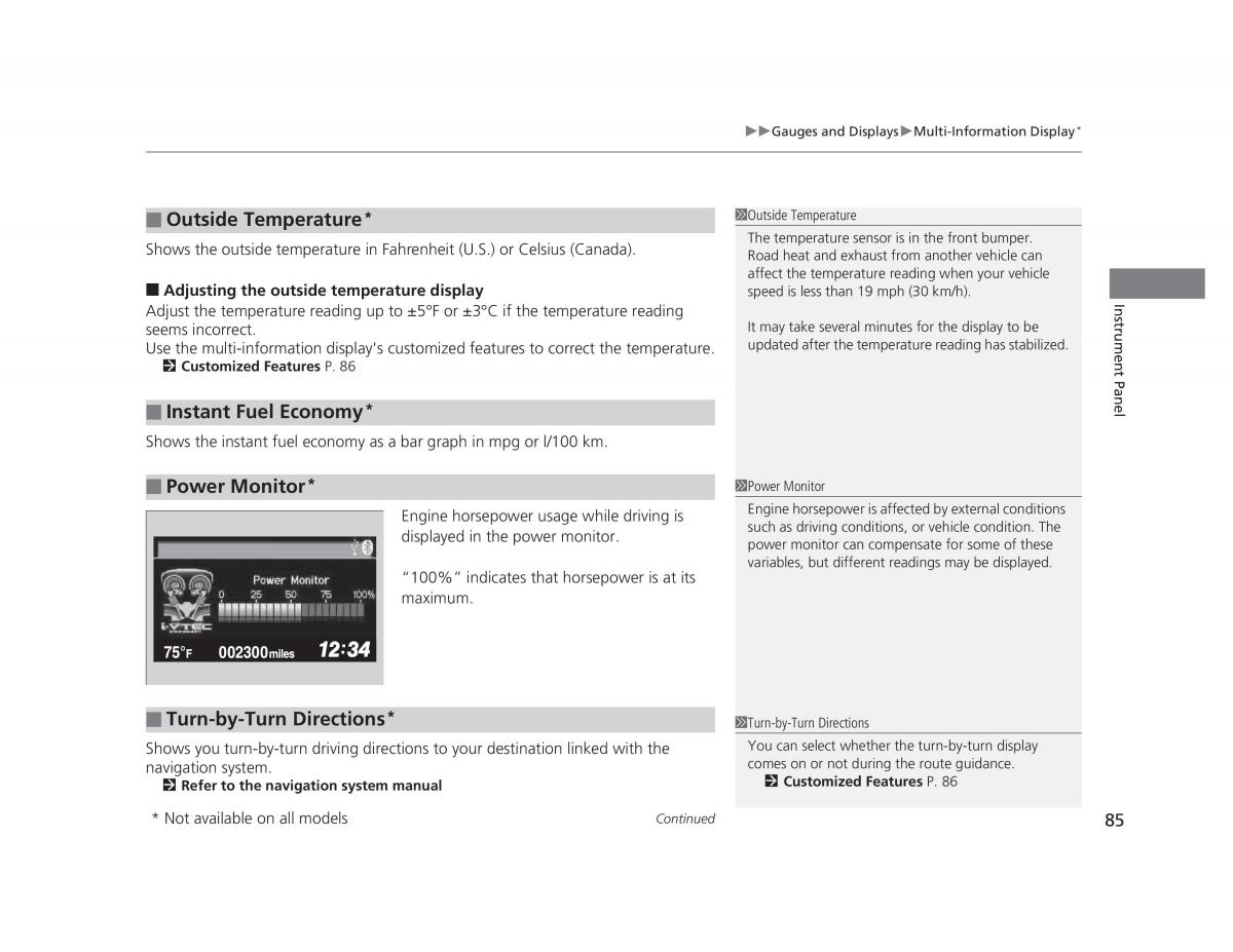 Honda Civic IX 9 owners manual / page 86