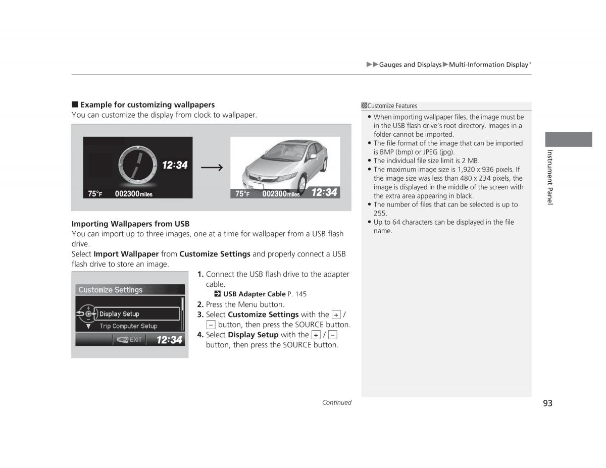 Honda Civic IX 9 owners manual / page 94