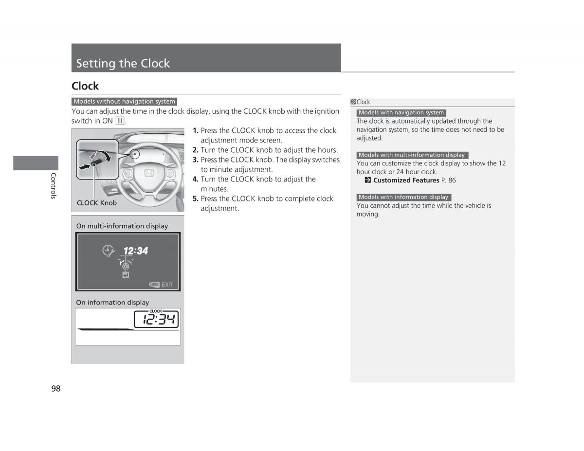 Honda Civic IX 9 owners manual / page 99