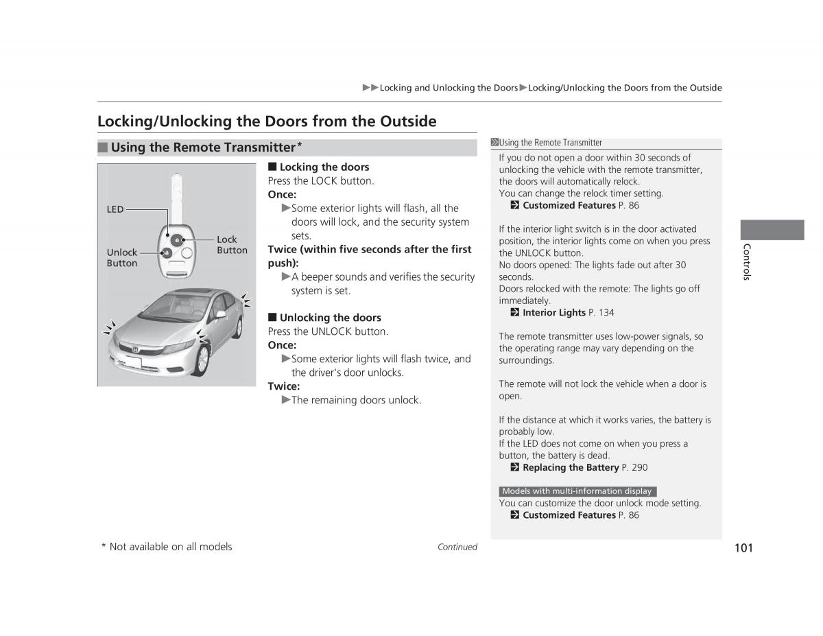 Honda Civic IX 9 owners manual / page 102