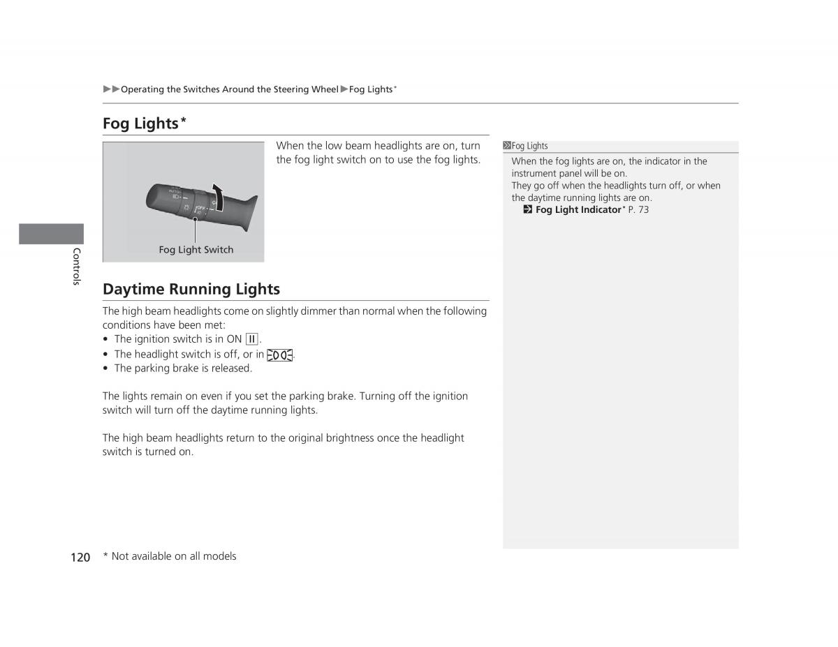 Honda Civic IX 9 owners manual / page 121