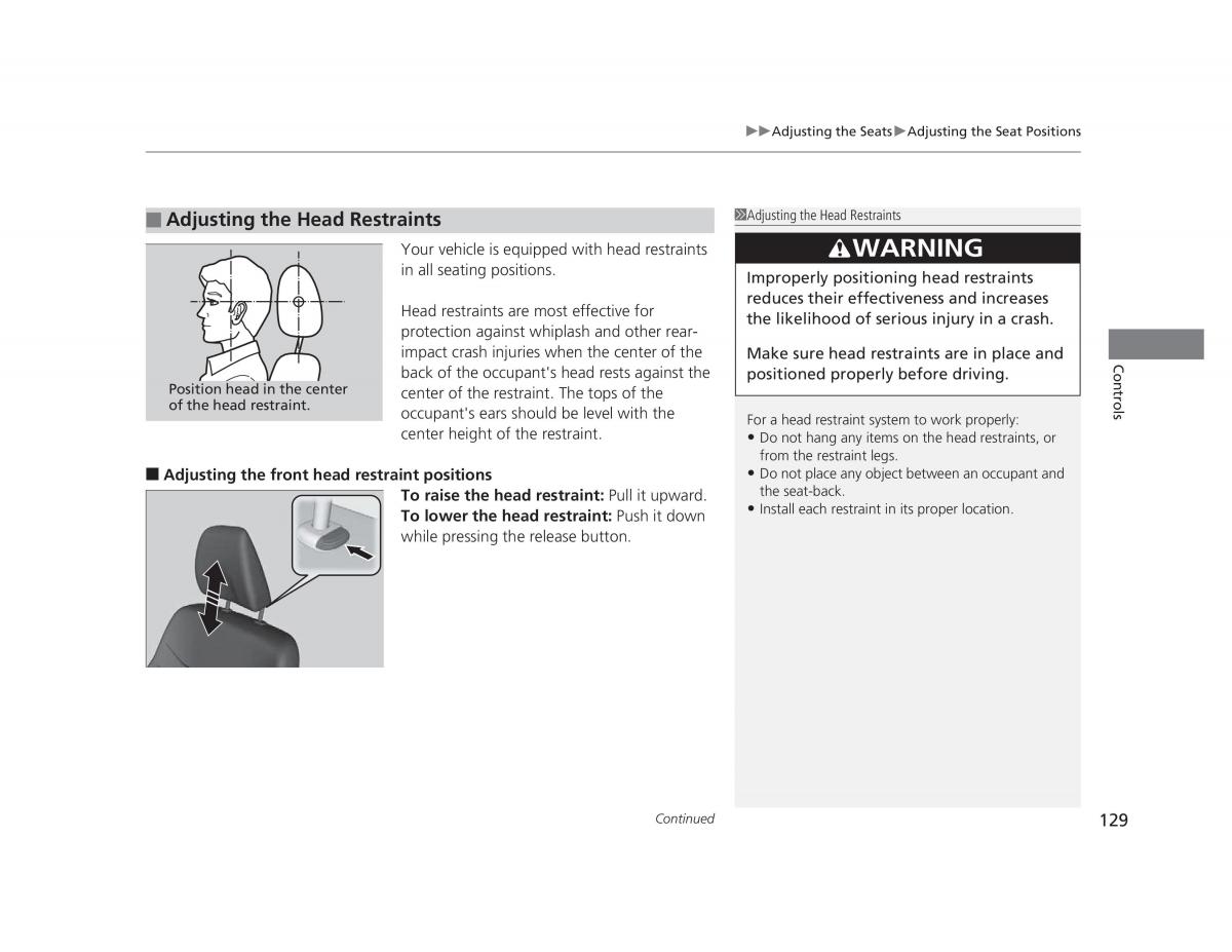 Honda Civic IX 9 owners manual / page 130