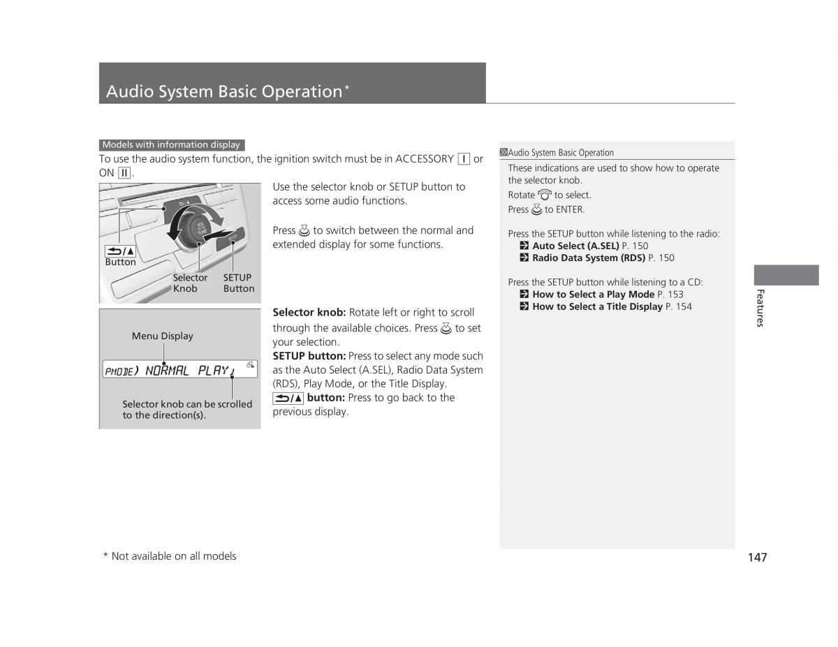 Honda Civic IX 9 owners manual / page 148