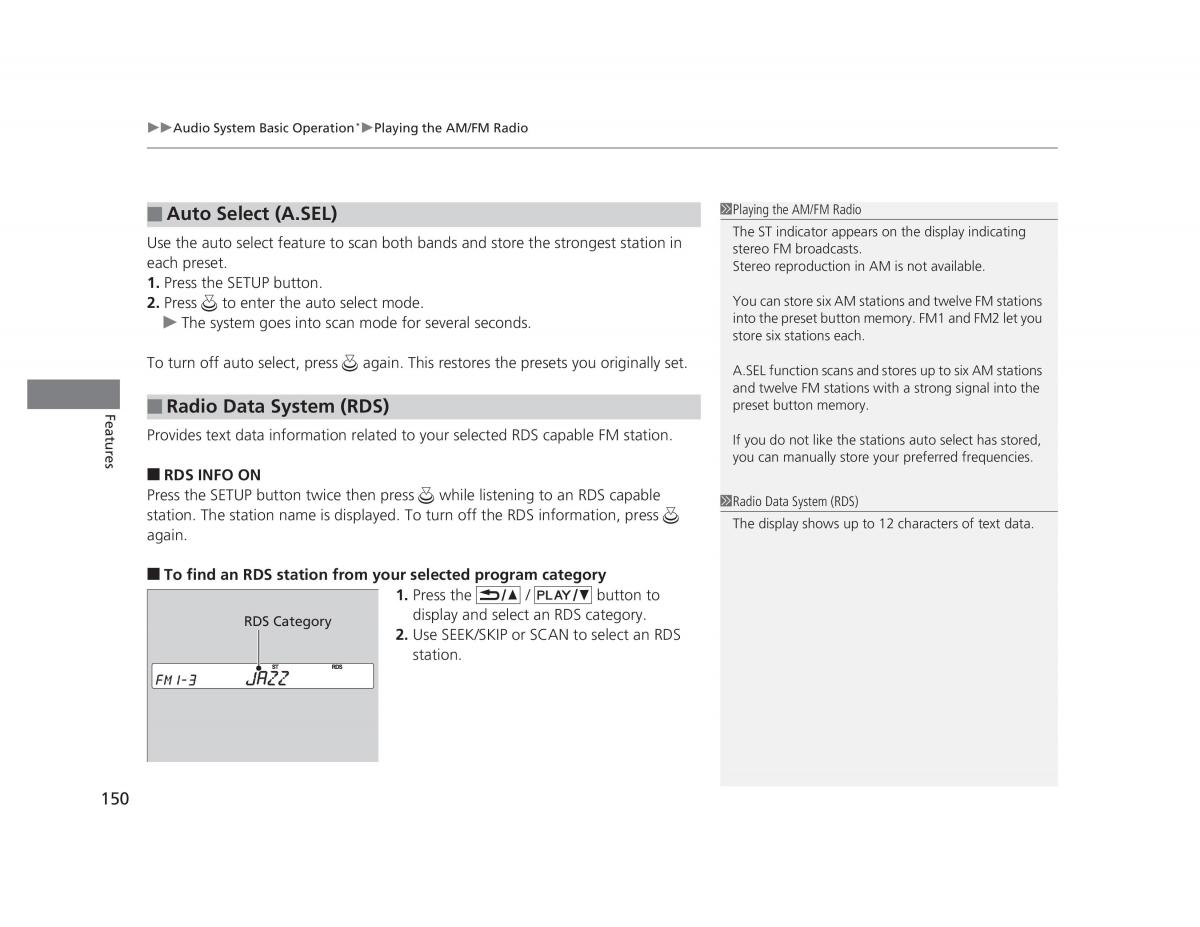 Honda Civic IX 9 owners manual / page 151