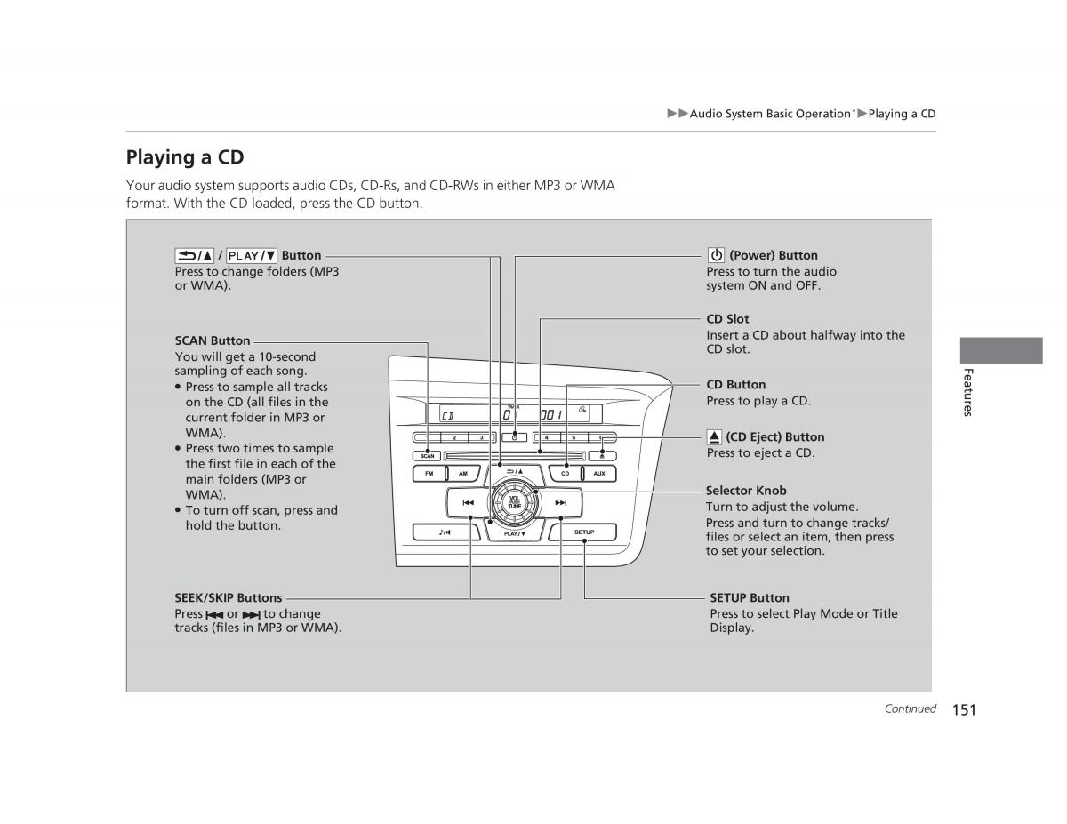 Honda Civic IX 9 owners manual / page 152