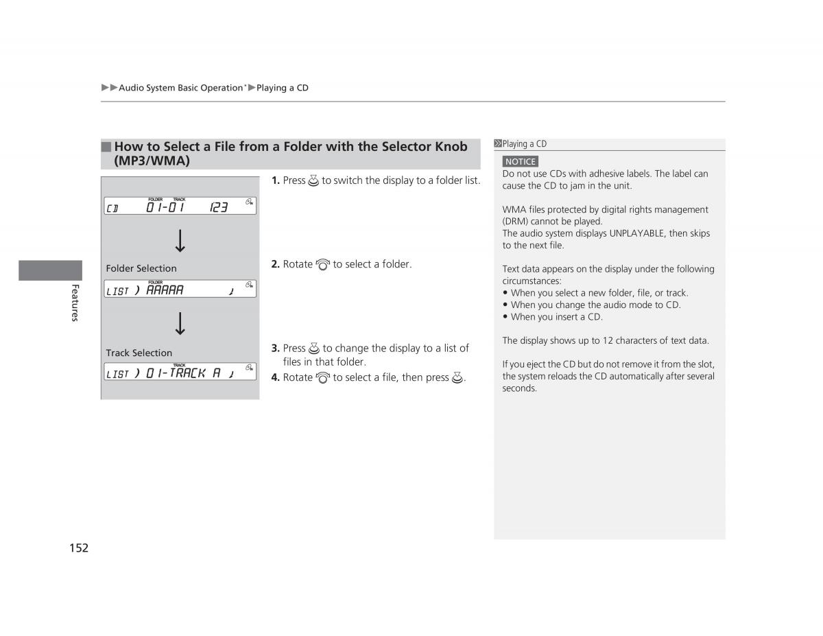 Honda Civic IX 9 owners manual / page 153