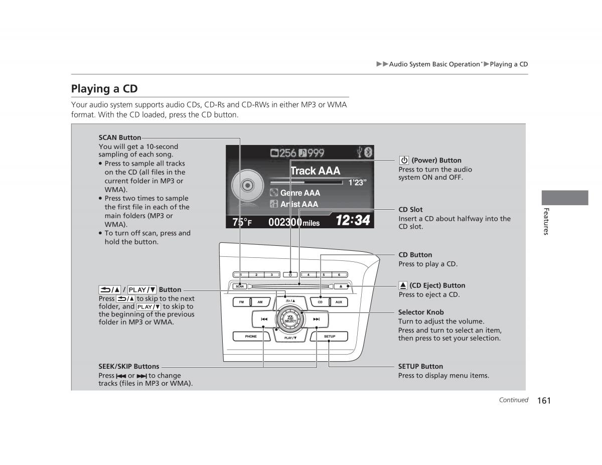 Honda Civic IX 9 owners manual / page 162