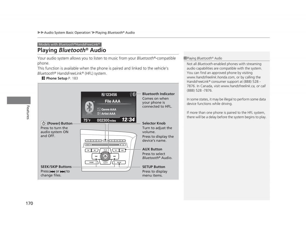 Honda Civic IX 9 owners manual / page 171