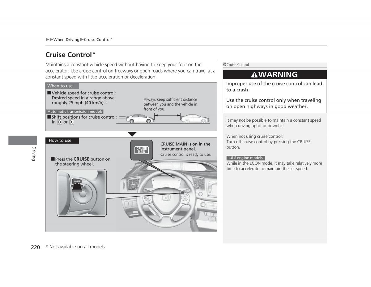 Honda Civic IX 9 owners manual / page 221