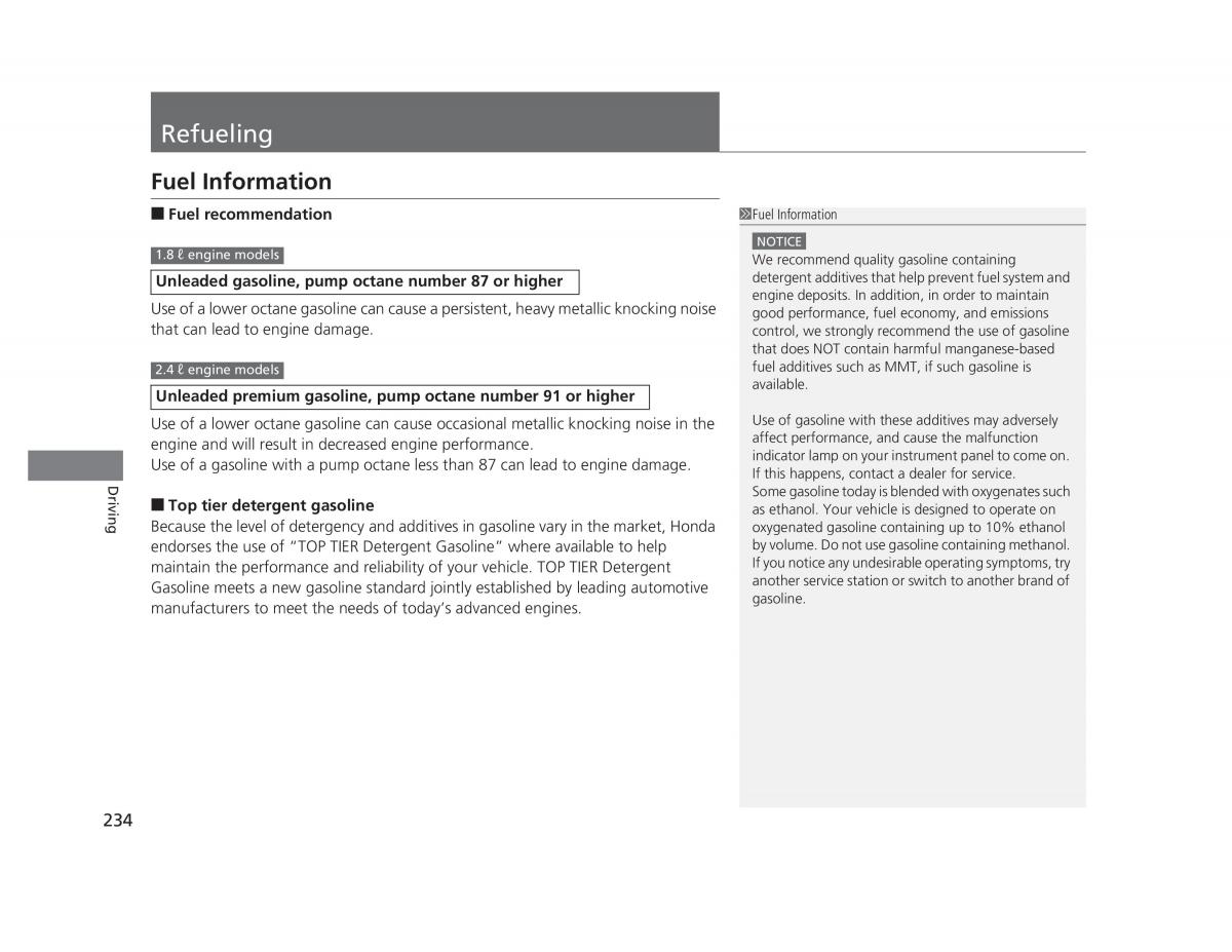 Honda Civic IX 9 owners manual / page 235