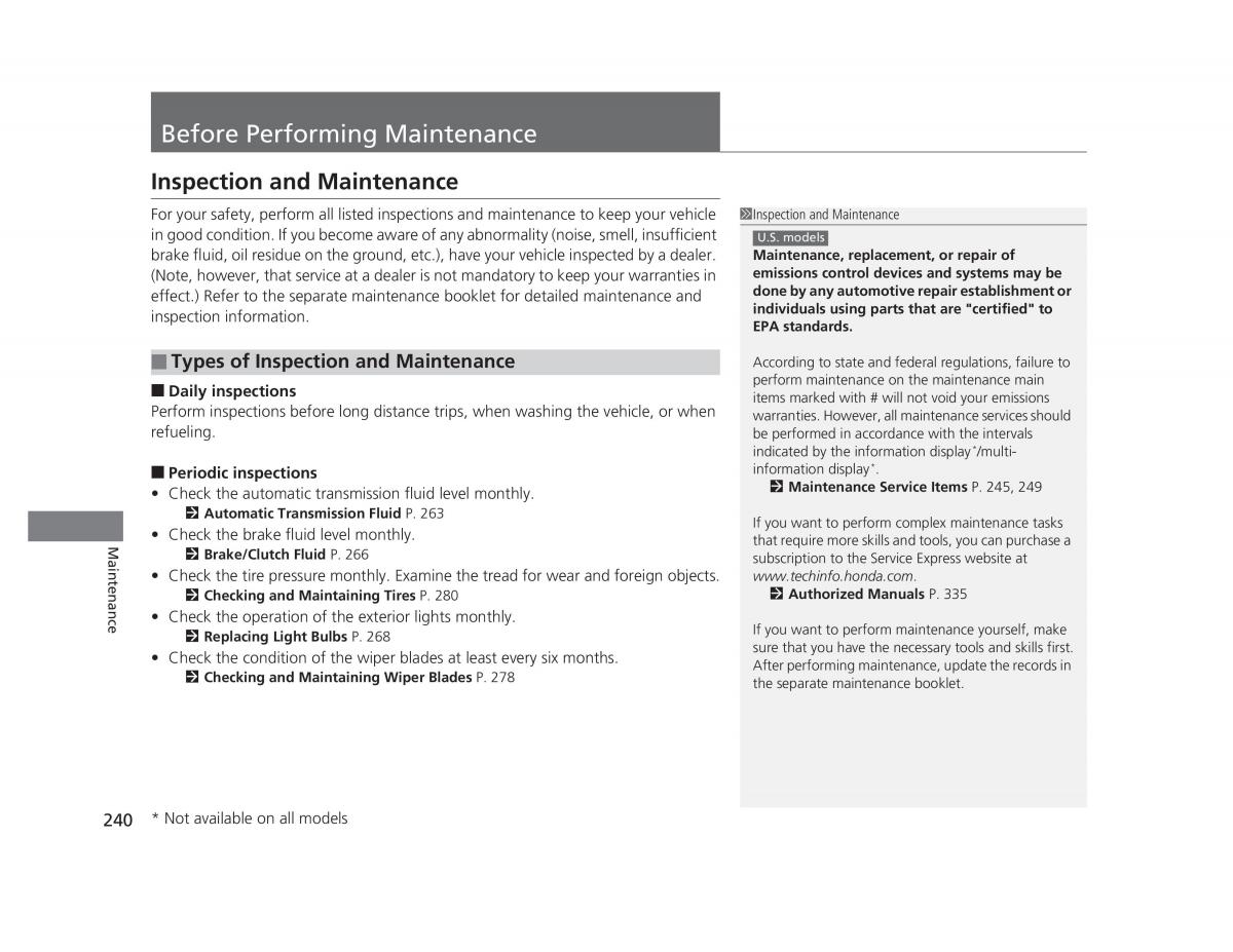 Honda Civic IX 9 owners manual / page 241