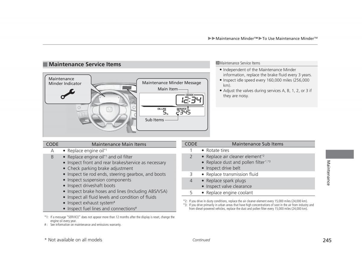 Honda Civic IX 9 owners manual / page 246