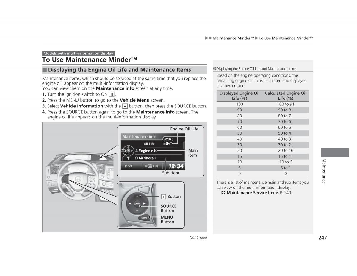 Honda Civic IX 9 owners manual / page 248