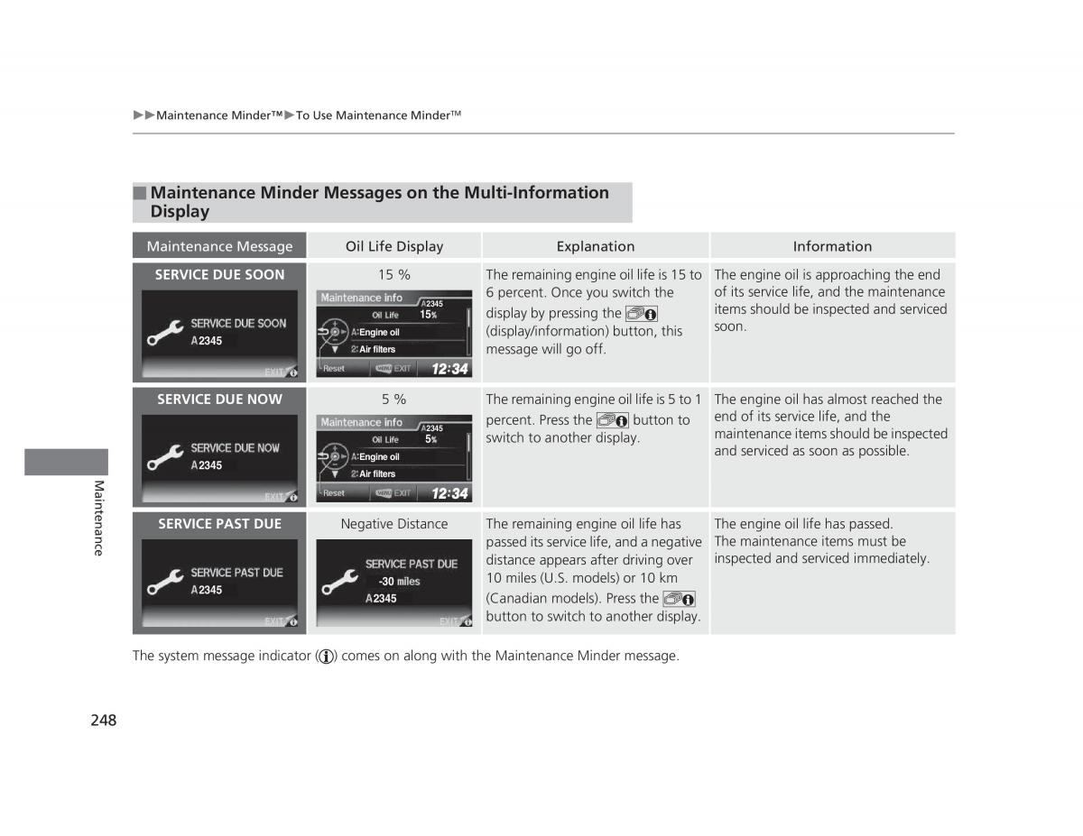 Honda Civic IX 9 owners manual / page 249