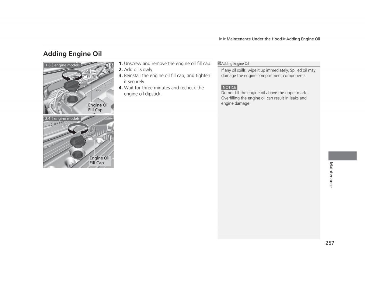 Honda Civic IX 9 owners manual / page 258