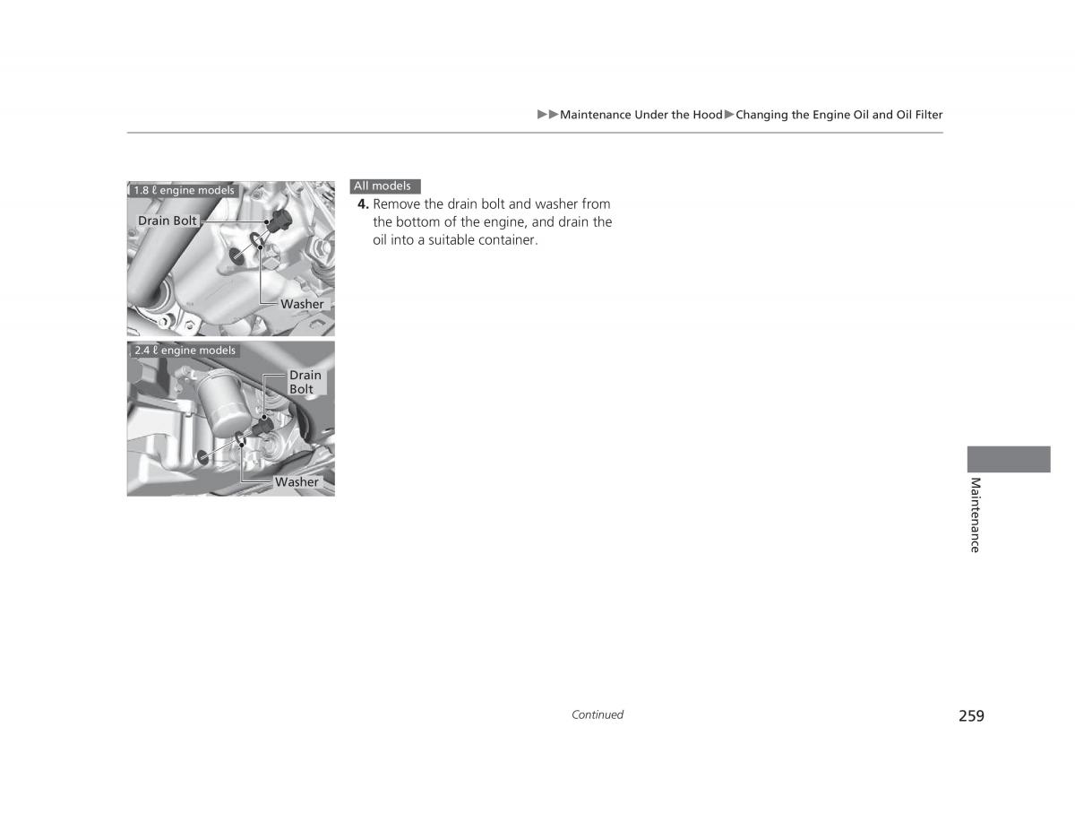 Honda Civic IX 9 owners manual / page 260