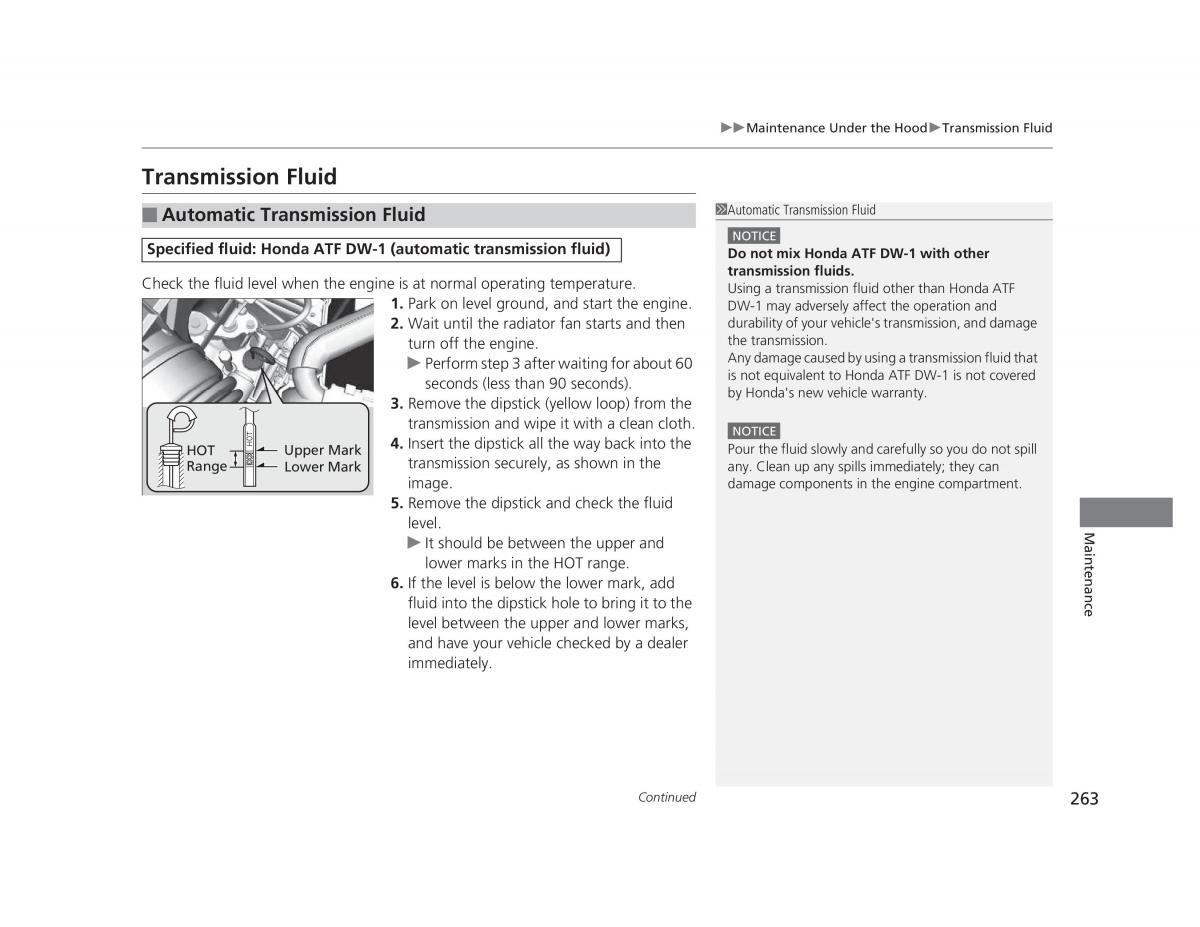 Honda Civic IX 9 owners manual / page 264