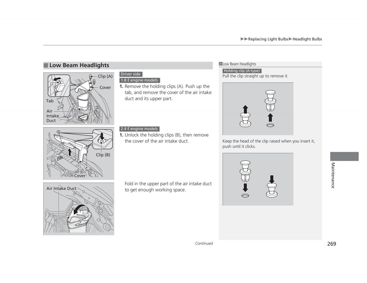 Honda Civic IX 9 owners manual / page 270