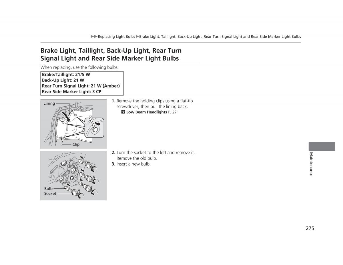 Honda Civic IX 9 owners manual / page 276