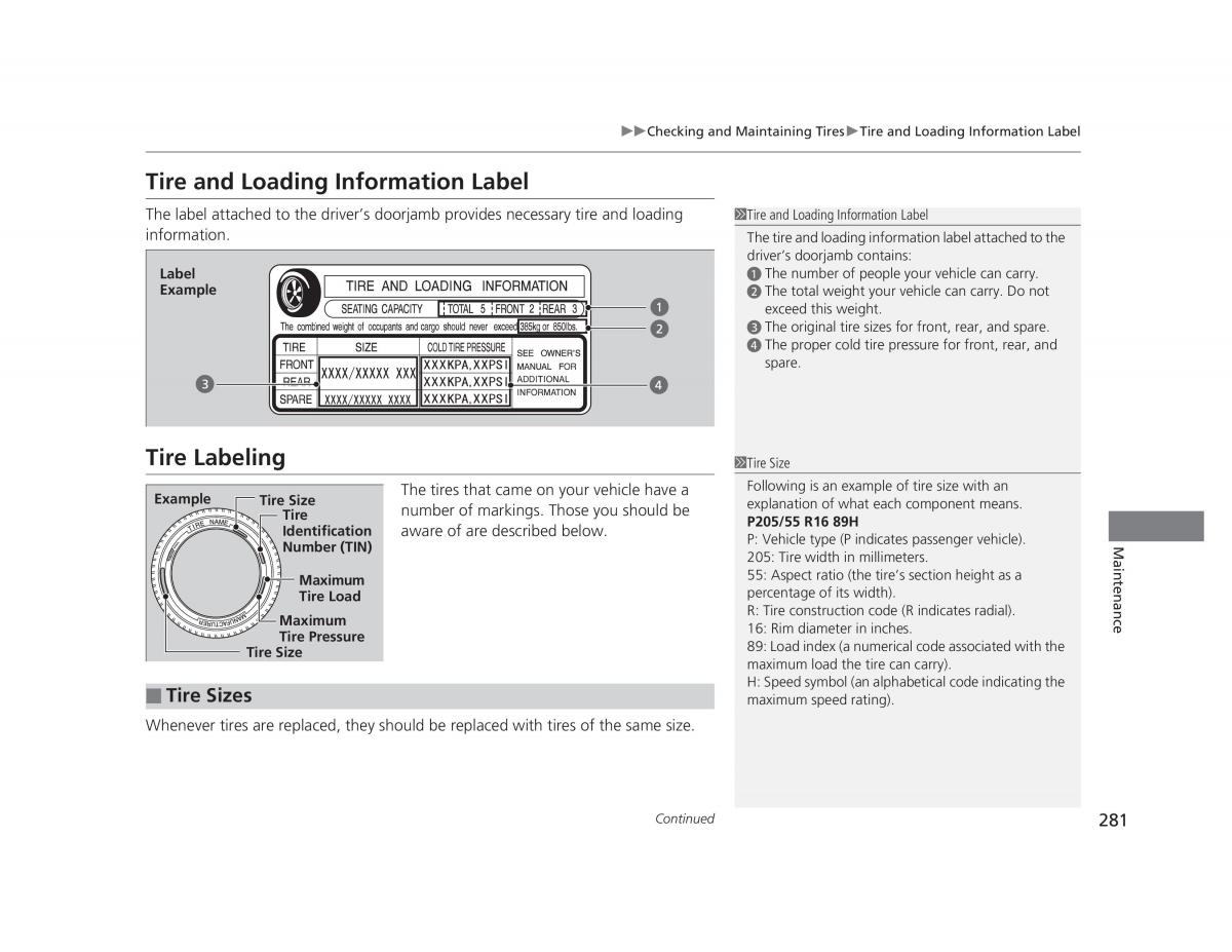 Honda Civic IX 9 owners manual / page 282