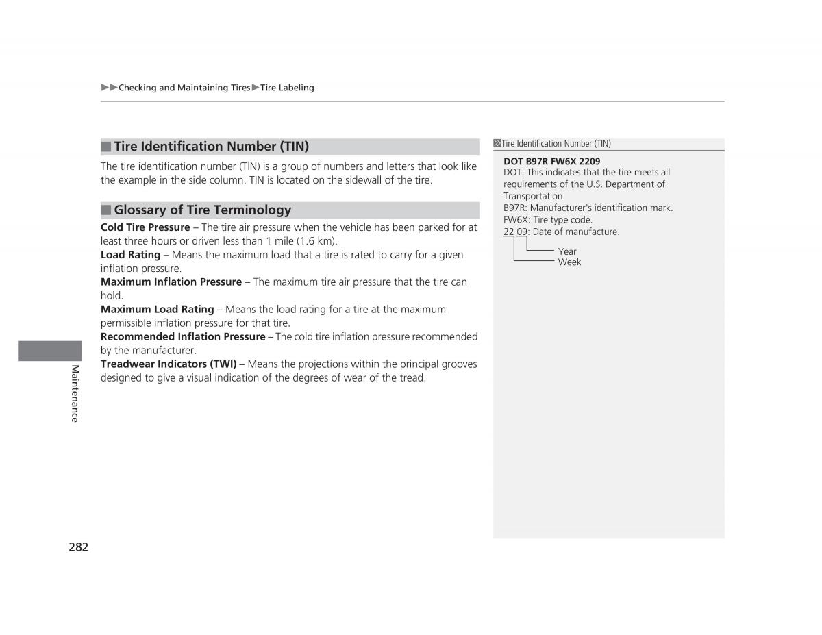 Honda Civic IX 9 owners manual / page 283