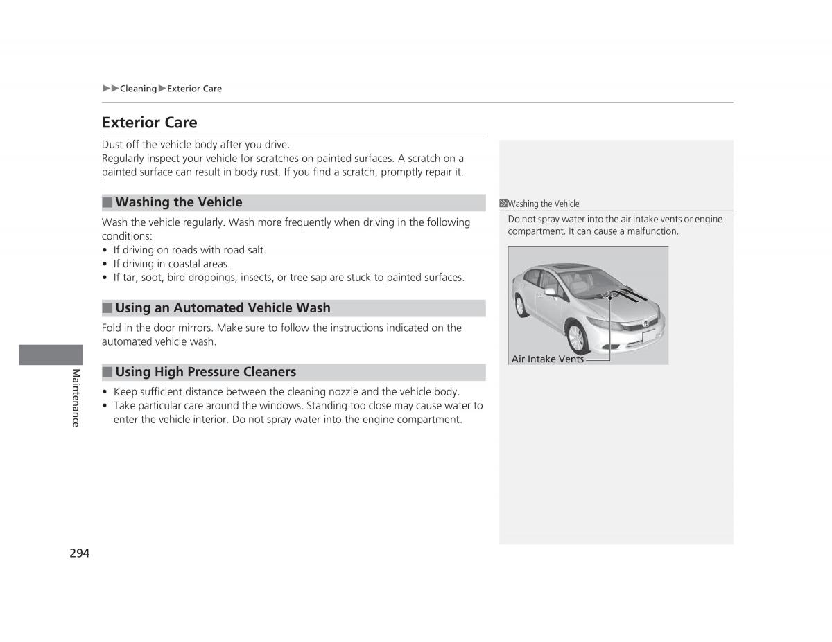 Honda Civic IX 9 owners manual / page 295