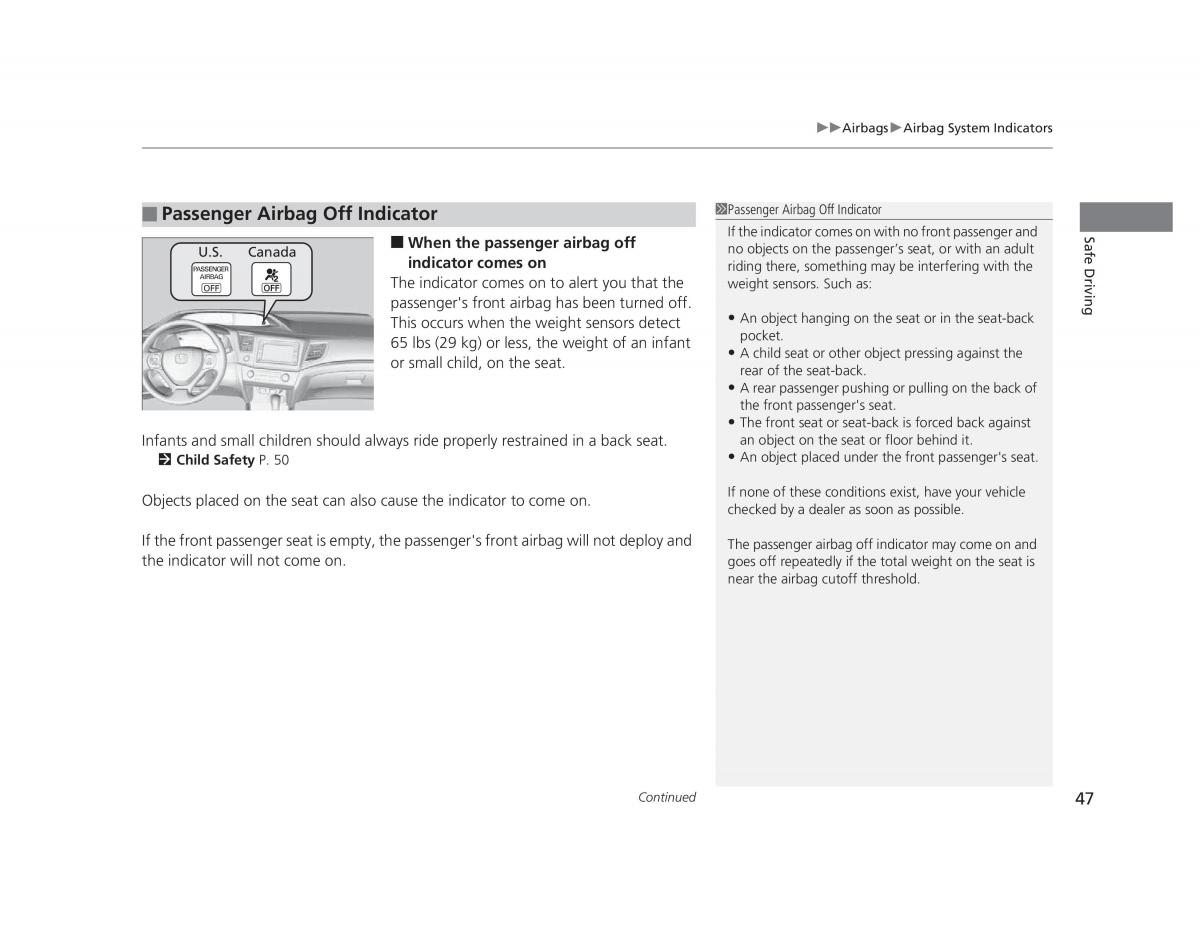 Honda Civic IX 9 owners manual / page 48