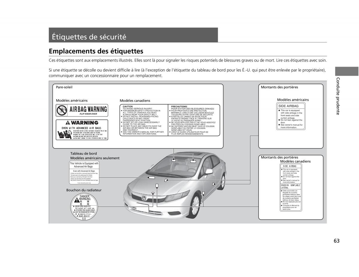 Honda Civic IX 9 manuel du proprietaire / page 64