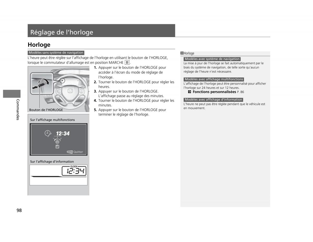 Honda Civic IX 9 manuel du proprietaire / page 99