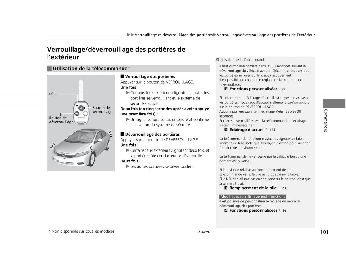 Honda Civic IX 9 manuel du proprietaire / page 102