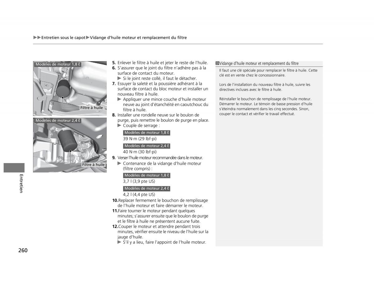 Honda Civic IX 9 manuel du proprietaire / page 261