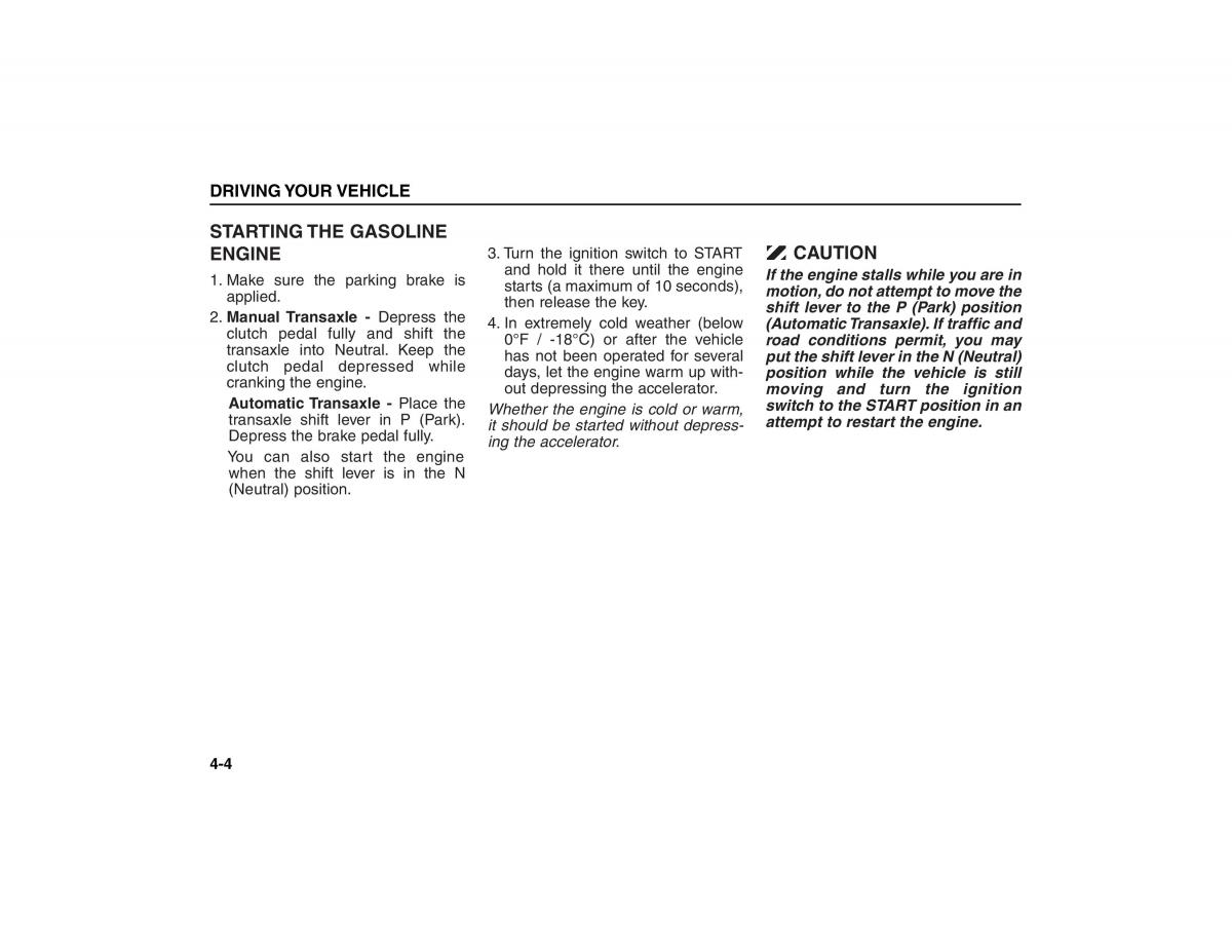 KIA Carens II 2 owners manual / page 99