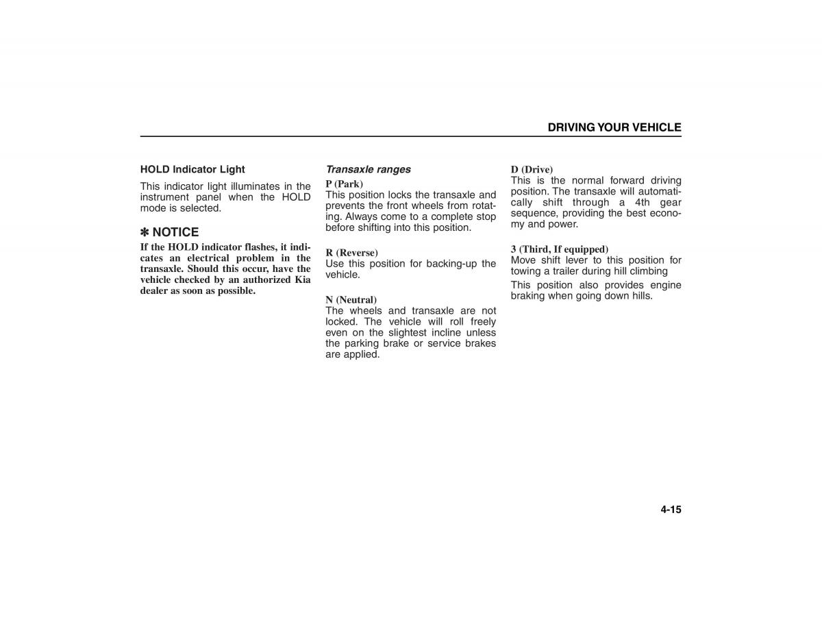 KIA Carens II 2 owners manual / page 110