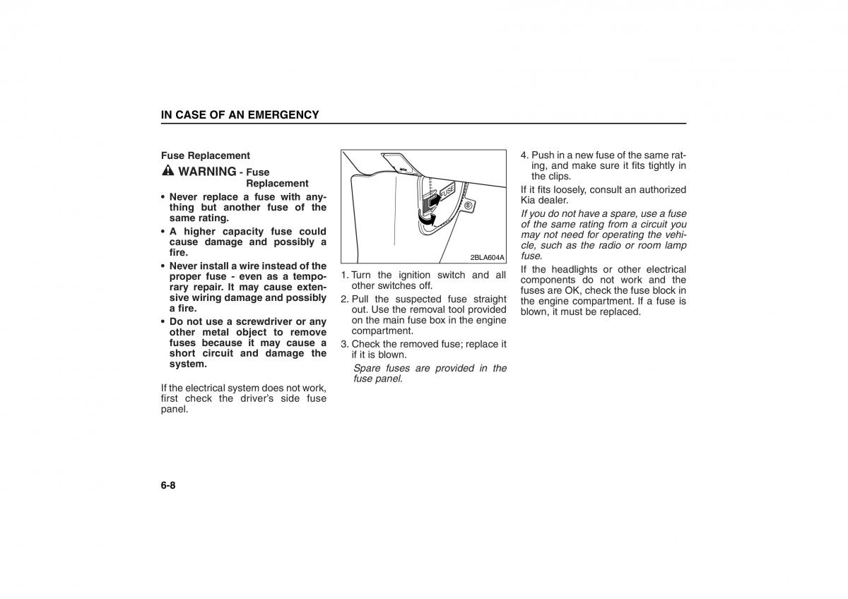 KIA Carens II 2 owners manual / page 199